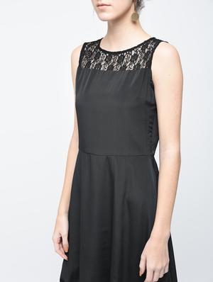black solid crepe a-line dress - 15137225 - Standard Image - 5