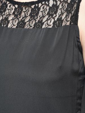 black solid crepe a-line dress - 15137225 - Standard Image - 6