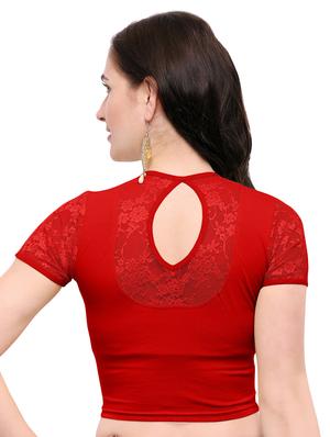 red cotton solid blouse - 15138388 - Standard Image - 3