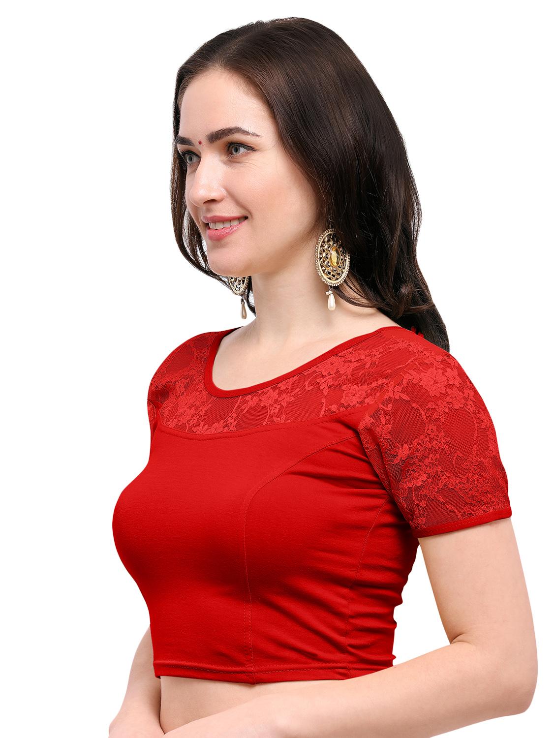 red cotton solid blouse - 15138392 - Zoom Image - 2