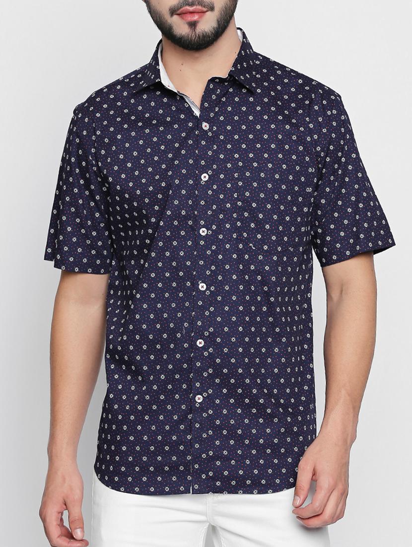 navy blue cotton casual shirt - 15140735 - Zoom Image - 1