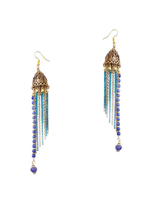 blue gold tone jhumka - 15141010 - Standard Image - 1