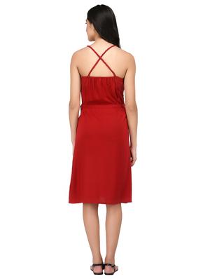 red solid rayon dress - 15141489 - Standard Image - 3