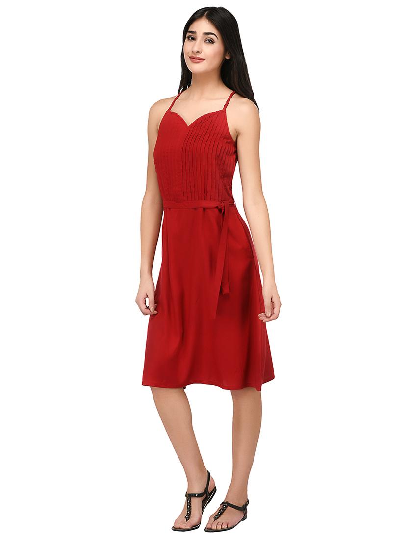 red solid rayon dress - 15141489 - Zoom Image - 2