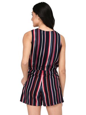 drawstring waist striped romper - 15141494 - Standard Image - 3