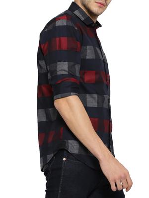 navy blue checkered casual shirt - 15141521 - Standard Image - 2
