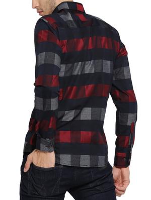 navy blue checkered casual shirt - 15141521 - Standard Image - 3