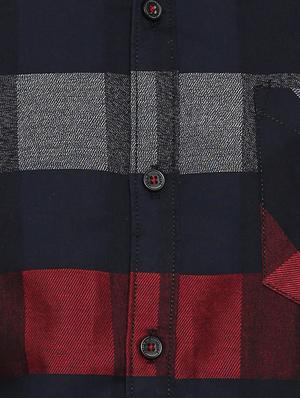 navy blue checkered casual shirt - 15141521 - Standard Image - 4