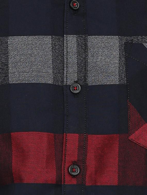 navy blue checkered casual shirt - 15141521 - Zoom Image - 4