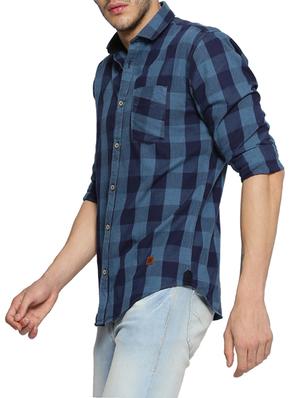 blue checkered casual shirt - 15141528 - Standard Image - 2