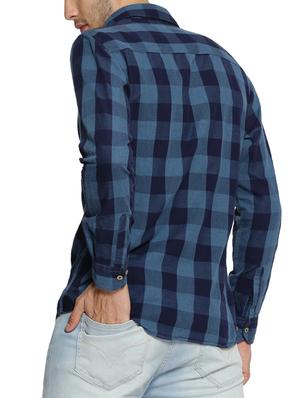 blue checkered casual shirt - 15141528 - Standard Image - 3