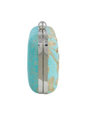 blue silk box clutch - 15142575 - Standard Image - 4