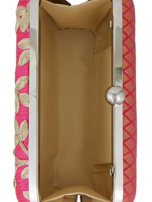 pink silk box clutch - 15142576 - Standard Image - 3