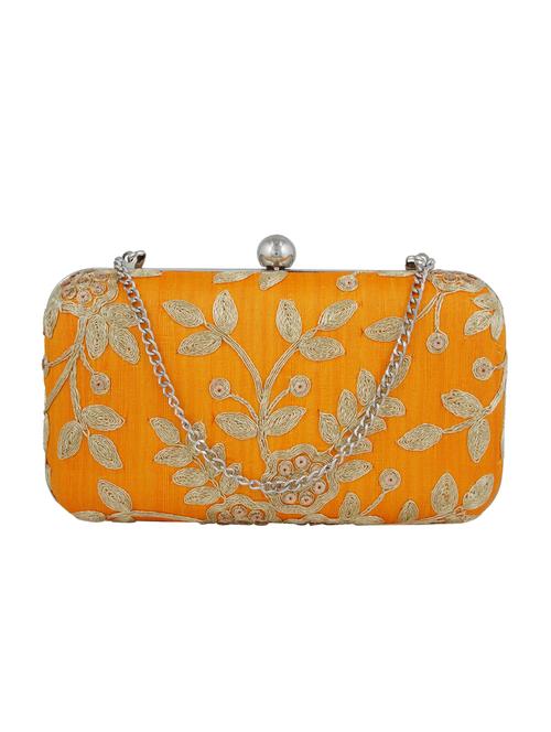 yellow silk box clutch - 15142578 - Standard Image - 1