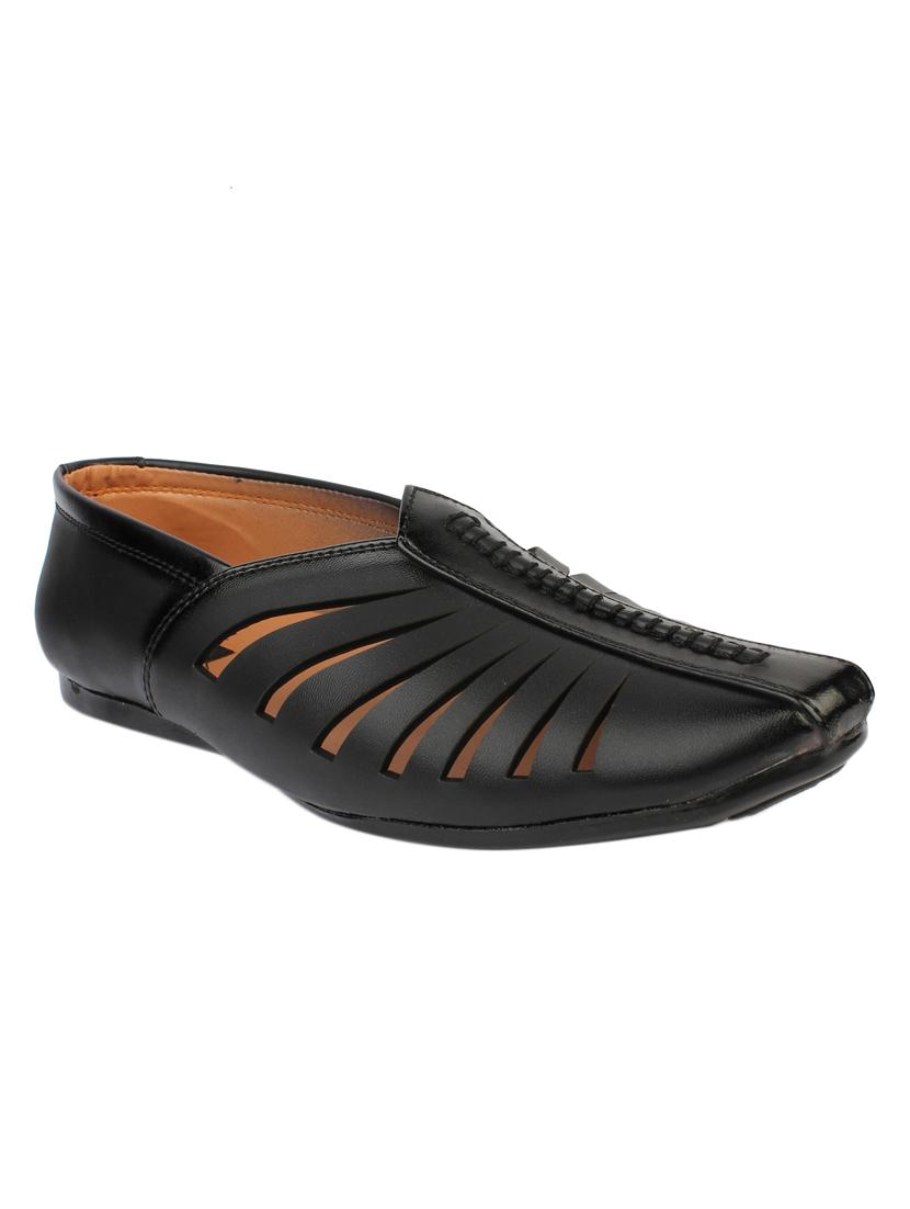 black leatherette slip on sandal - 15142672 - Zoom Image - 1