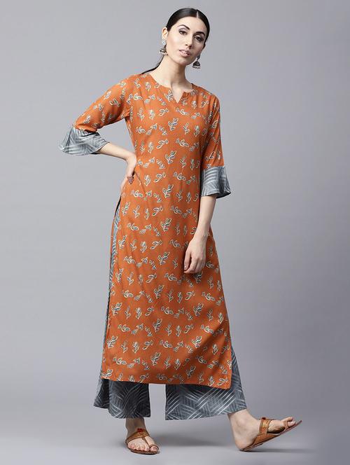 printed kurta palazzo set - 15143338 - Standard Image - 1