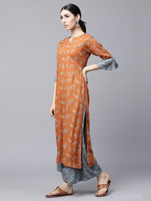 printed kurta palazzo set - 15143338 - Standard Image - 2