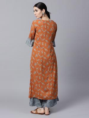 printed kurta palazzo set - 15143338 - Standard Image - 3