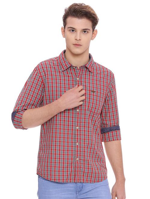 red cotton casual shirt - 15143840 - Standard Image - 1