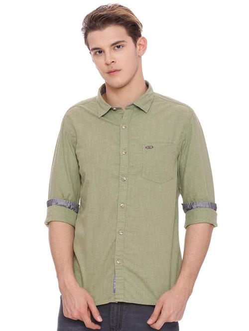 green cotton casual shirt - 15143847 - Very Small Image - 1