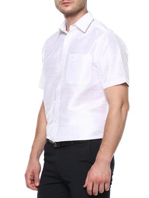 white silk blend casual shirt - 15144145 - Standard Image - 2