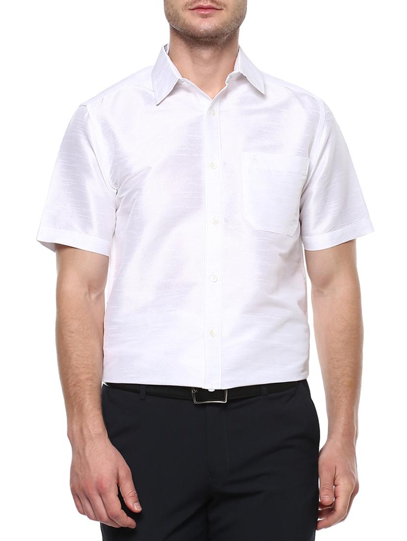 white silk blend casual shirt - 15144145 - Zoom Image - 1