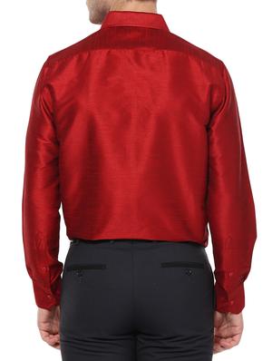 red silk blend casual shirt - 15144150 - Standard Image - 3