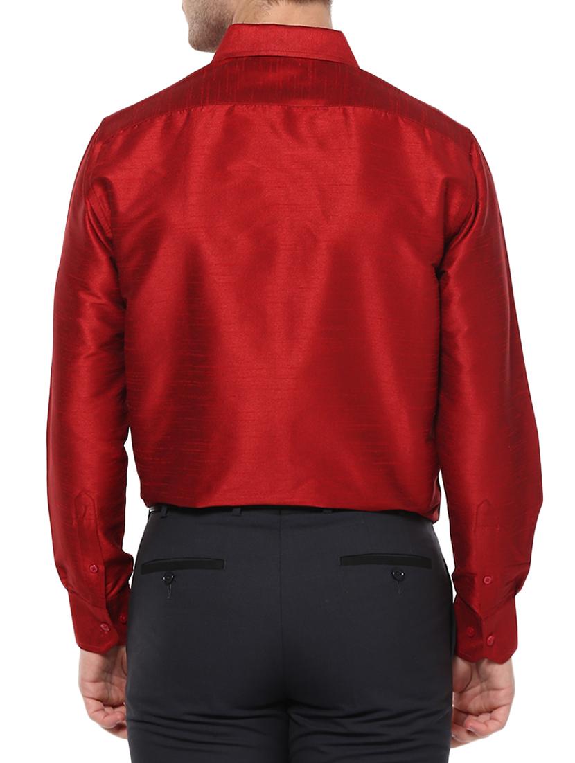 red silk blend casual shirt - 15144150 - Zoom Image - 3