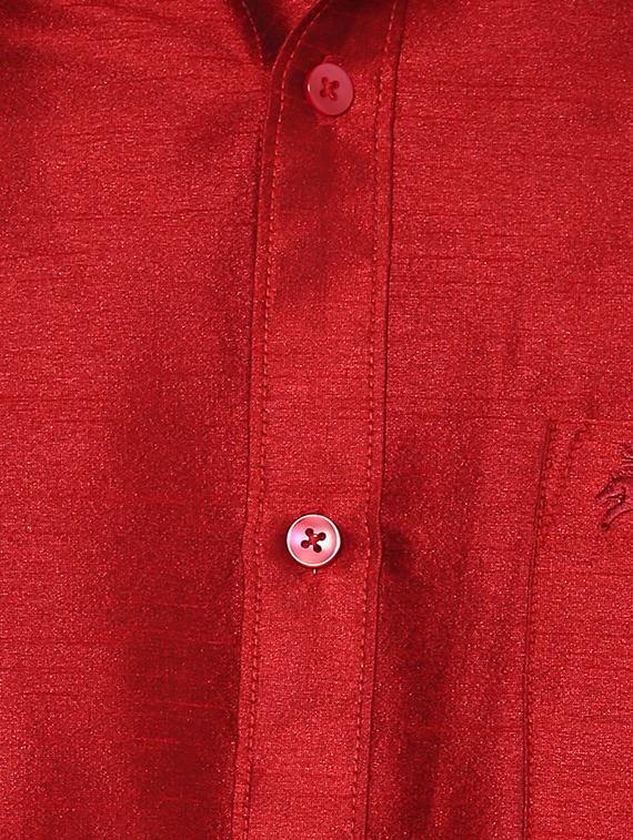 red silk blend casual shirt - 15144150 - Zoom Image - 4