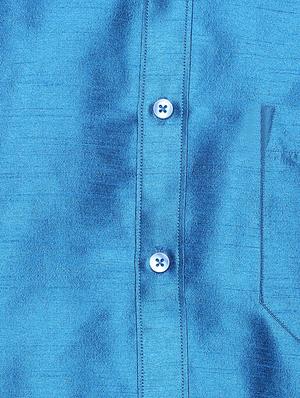 blue silk blend casual shirt - 15144162 - Standard Image - 4