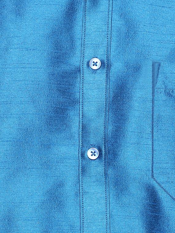 blue silk blend casual shirt - 15144162 - Zoom Image - 4