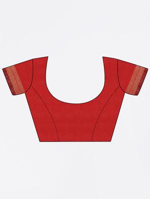 red cotton silk bordered saree with blouse - 15144359 - Standard Image - 3