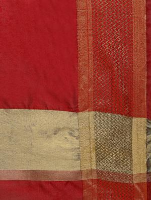 red cotton silk bordered saree with blouse - 15144359 - Standard Image - 4
