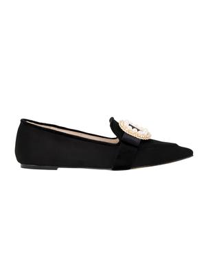 black velvet slip on ballerina - 15144462 - Standard Image - 2