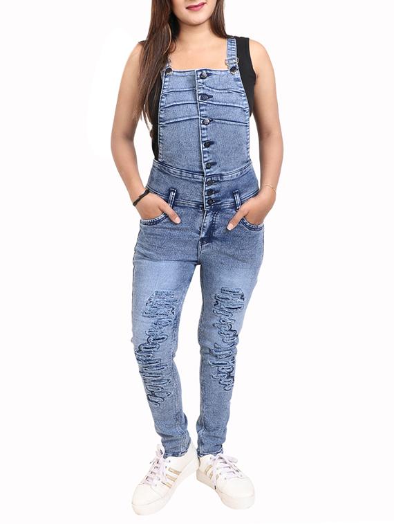 blue solid denim dungree - 15144470 - Zoom Image - 1