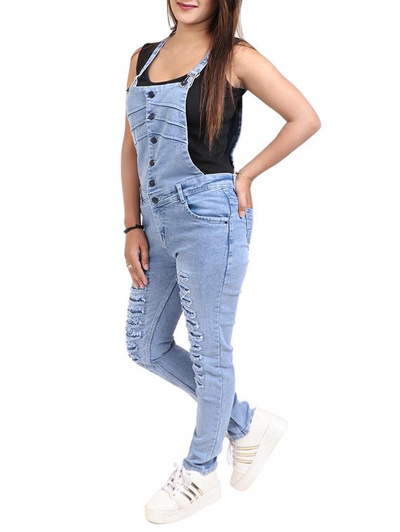 button detailed distress dungaree - 15144471 - Zoom Image - 2