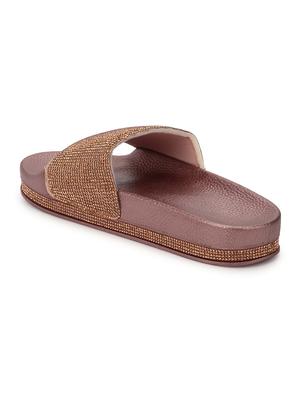 gold patent leather slides - 15144679 - Standard Image - 3