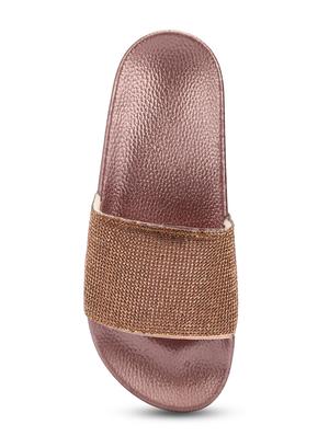 gold patent leather slides - 15144679 - Standard Image - 4