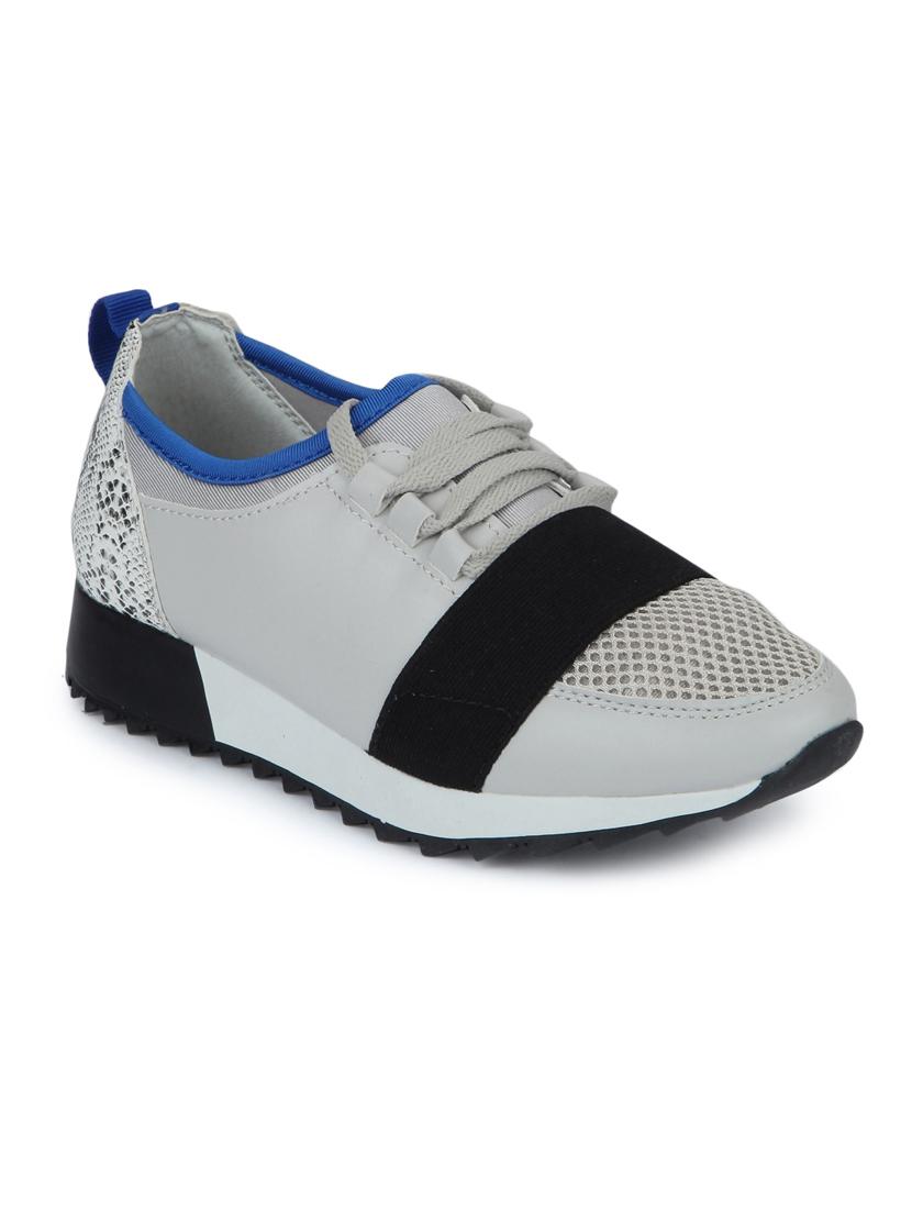 grey patent leather laceup sneakers - 15144807 - Zoom Image - 1
