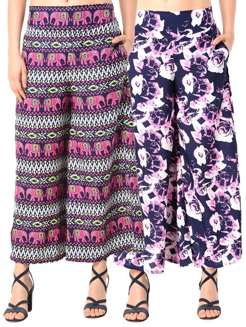 set of 2 printed flared palazzo - 15145053 - Standard Image - 1
