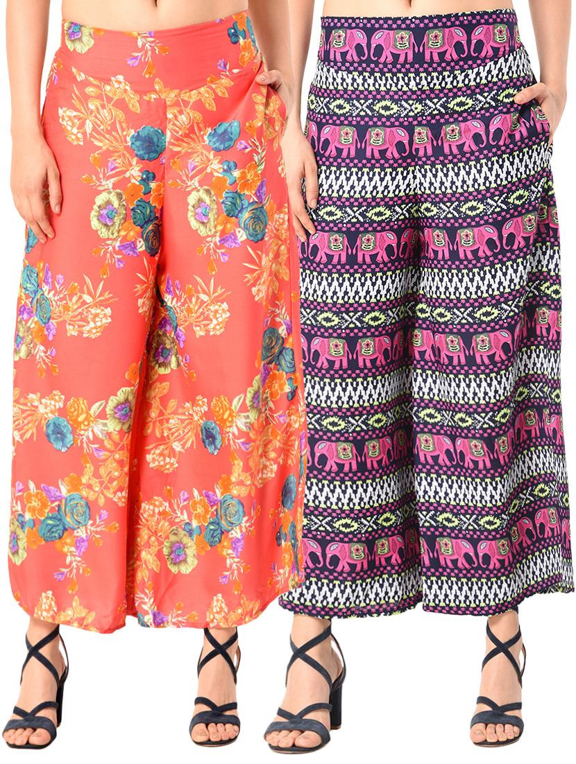 set of 2 printed flared palazzo - 15145055 - Zoom Image - 1