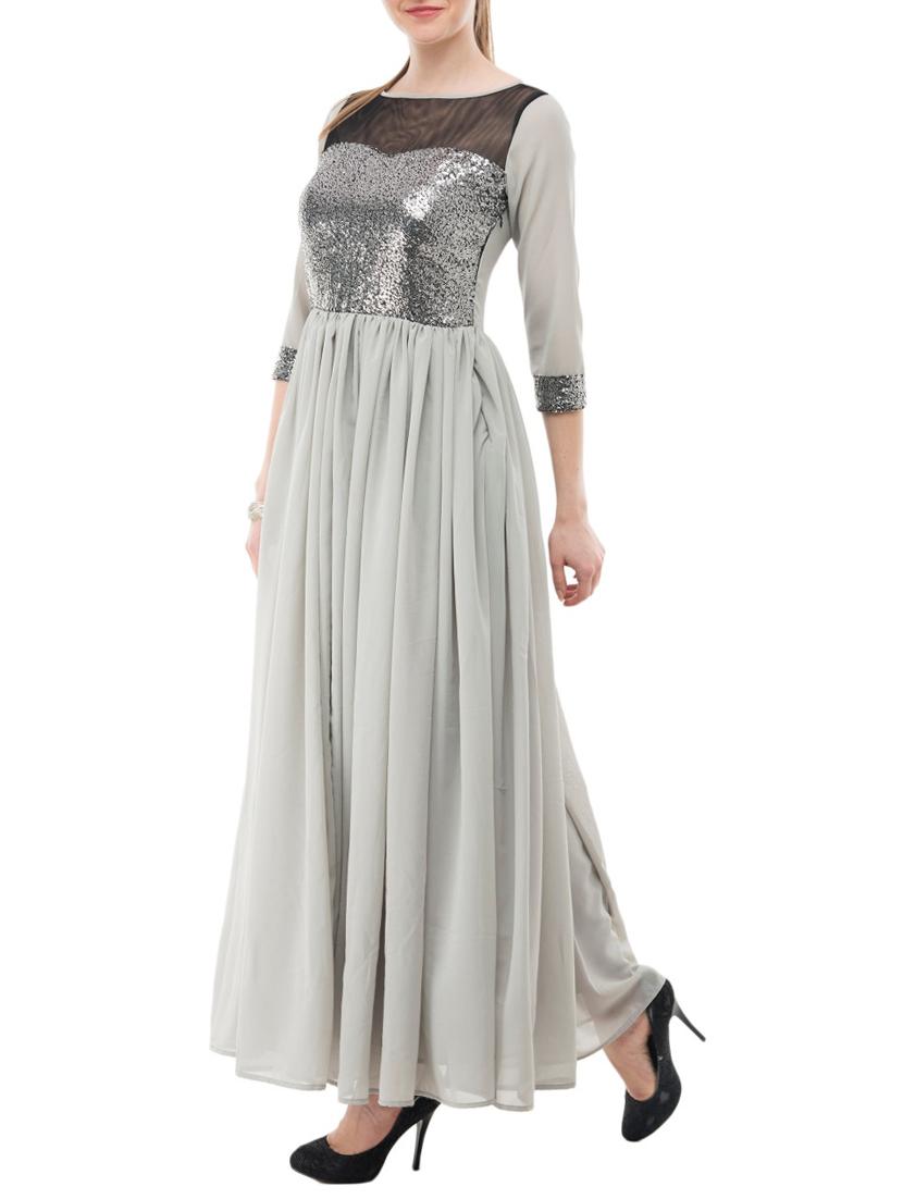 gathered detail sequins gown - 15145941 - Zoom Image - 2