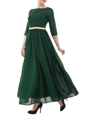 contrast taping gathered maxi dress - 15145943 - Standard Image - 2