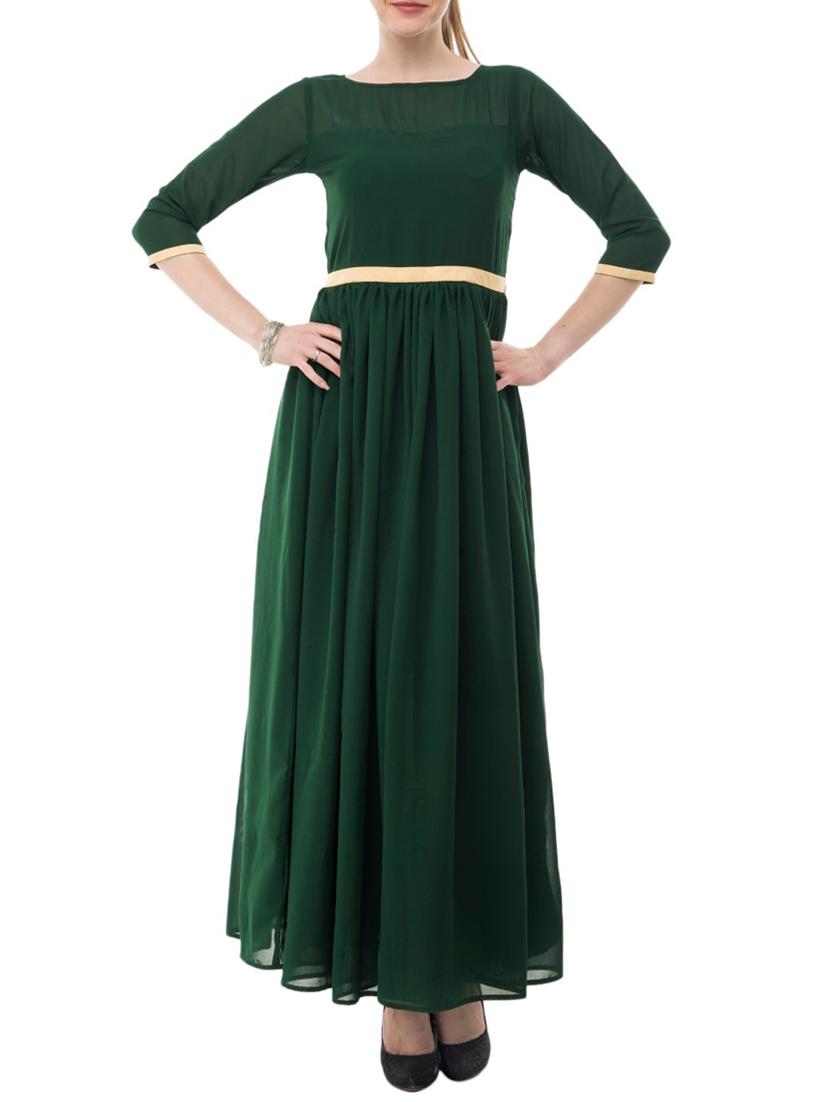 contrast taping gathered maxi dress - 15145943 - Zoom Image - 1