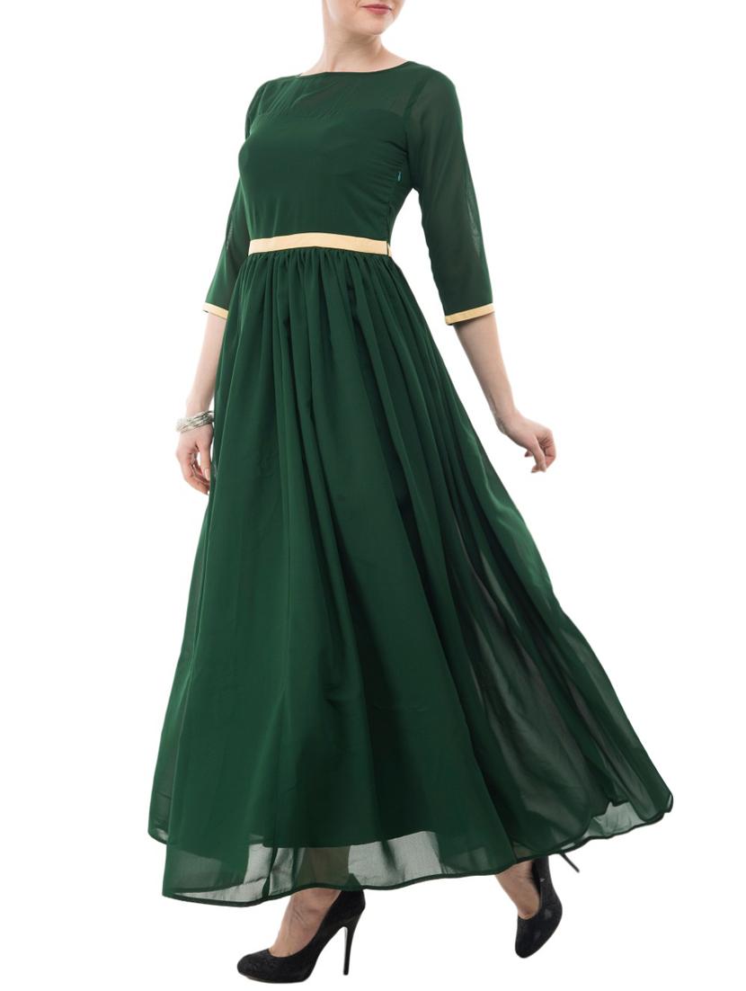 contrast taping gathered maxi dress - 15145943 - Zoom Image - 2
