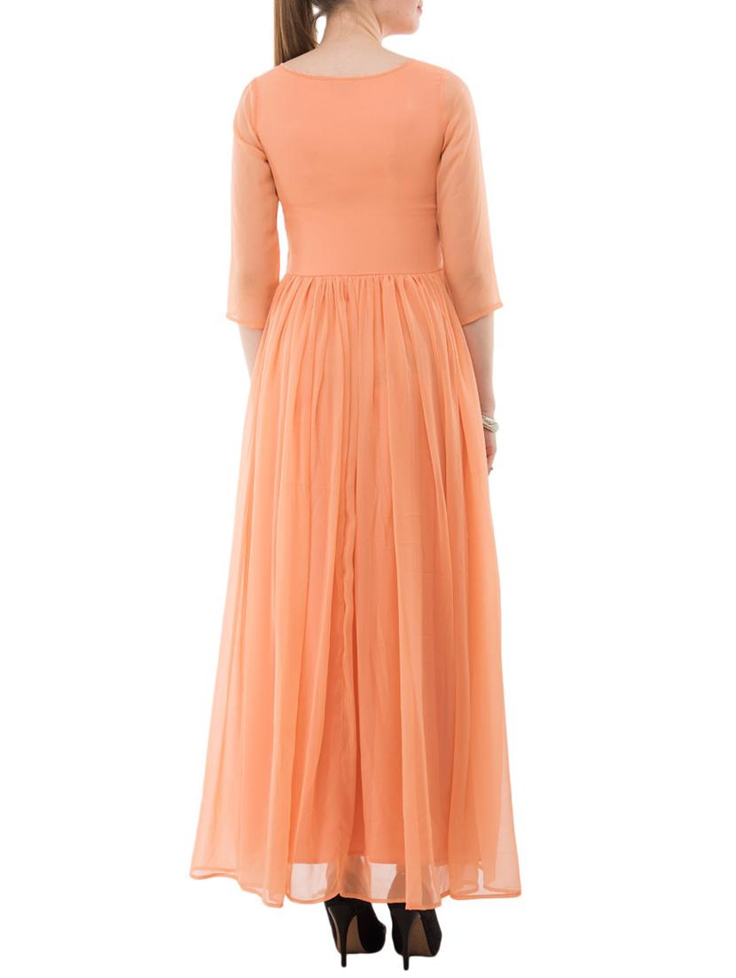 round neck gathered maxi dress - 15145954 - Zoom Image - 3