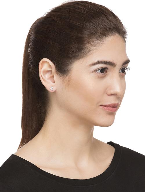 white metal studs earring - 15145959 - Standard Image - 1