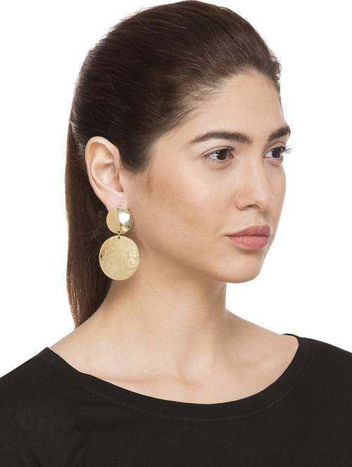 gold metal drop earring - 15145993 - Very Small Image - 1