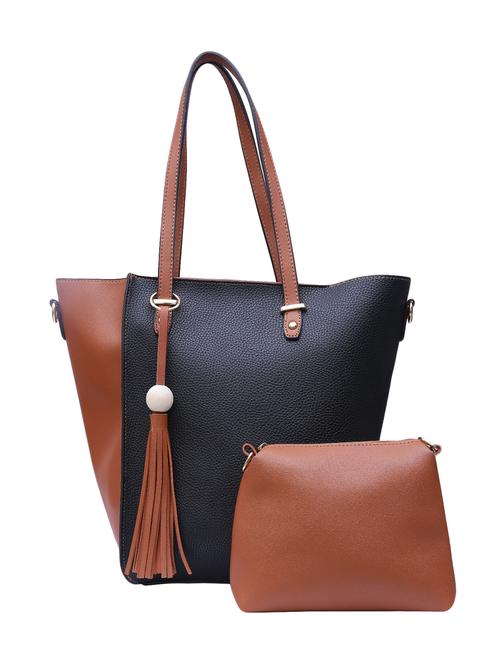 black leatherette (pu) combo tote - 15146358 - Standard Image - 1