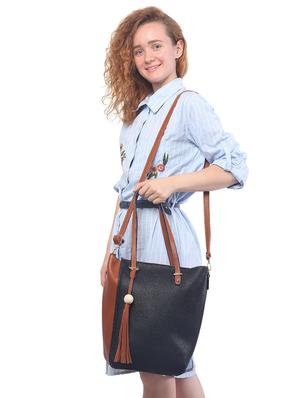 black leatherette (pu) combo tote - 15146358 - Standard Image - 6